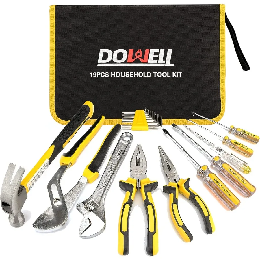 

Набор бытовых инструментов из 19 предметов с плоскогубцами, отвертка, шестигранный ключ и сумка для хранения инструментов, сумка для домашнего ремонта, проекты DIY