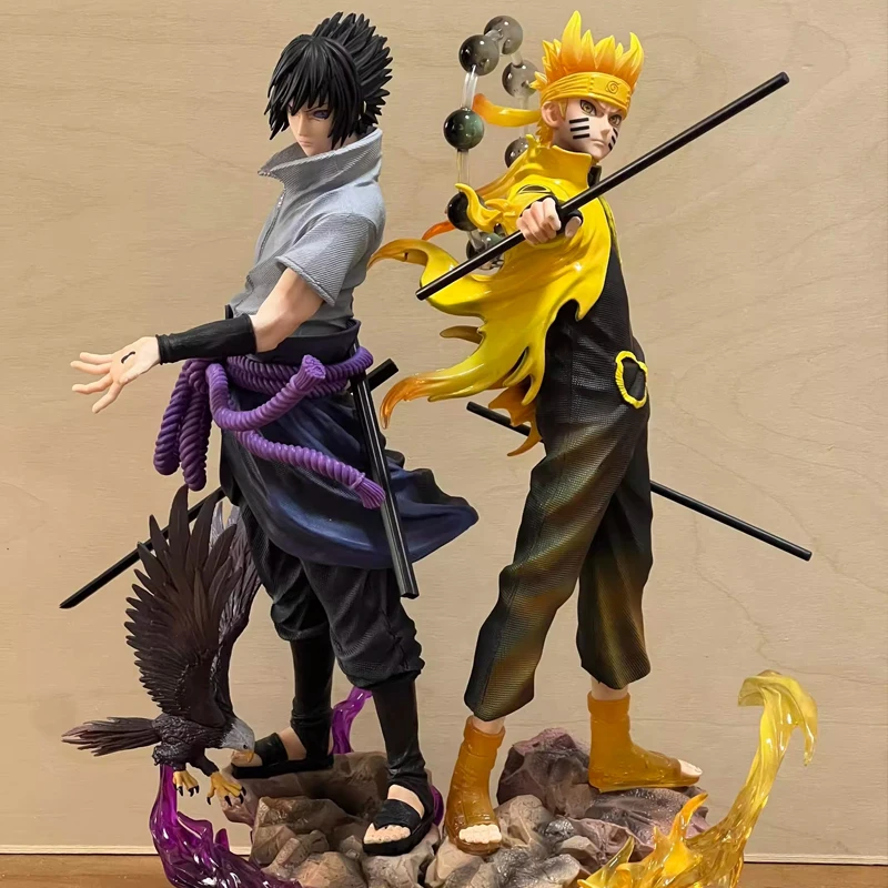 Figura de acción de Anime Naruto Shippuden, Naruto Uzumaki Uchiha Sasuke, 38cm, juguete de PVC, colección de estatuas, modelo, regalos de cumpleaños