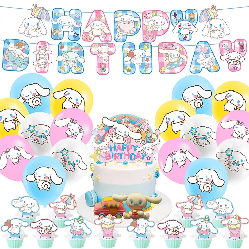 Sanrio Series Birthday Party Cinnamoroll White Dog Cartoon DIY Party Birthday Accessory Supplies Girl Favors Wedding Supplies