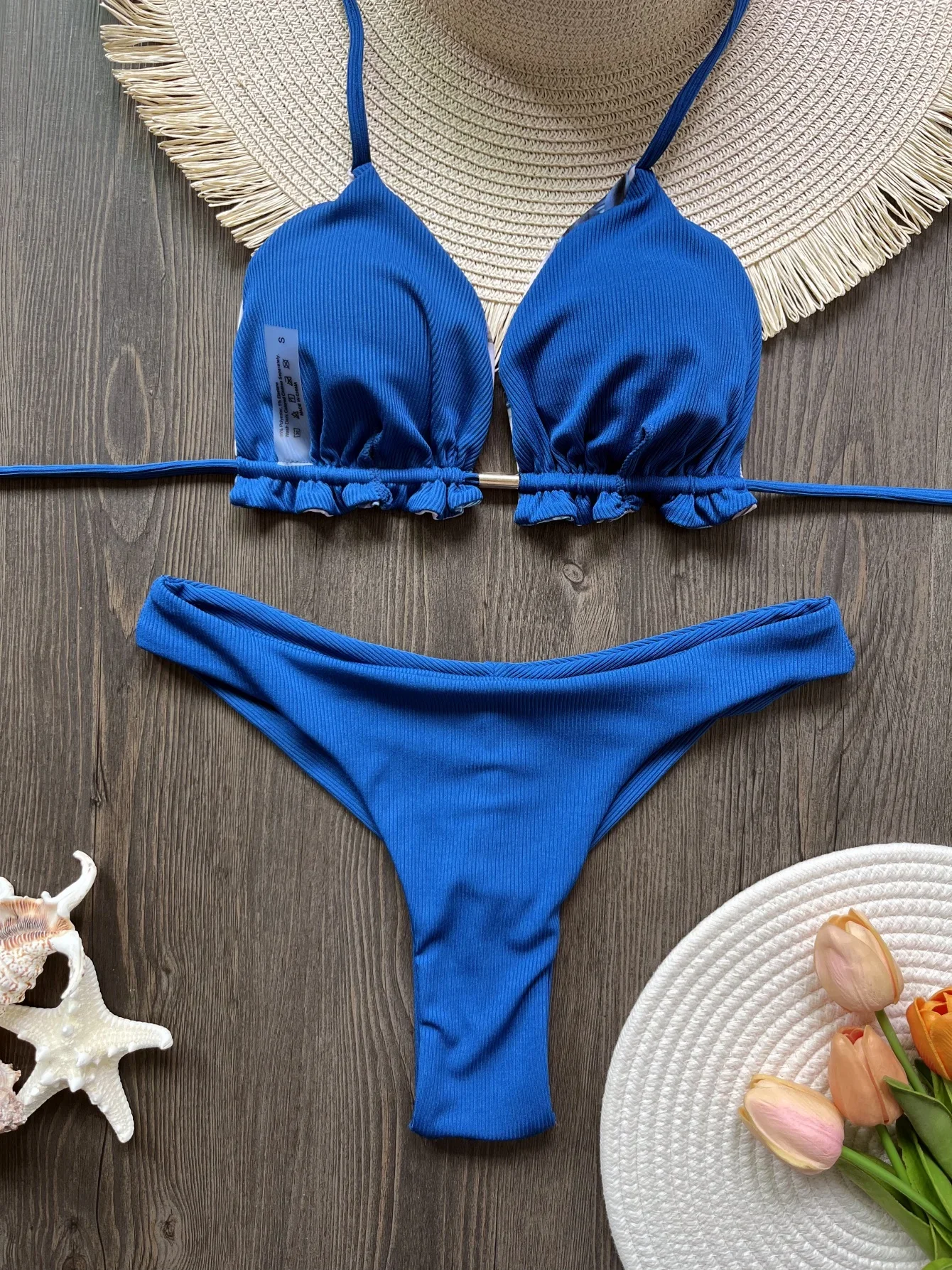 Leaves Printed Halter High Leg Cut Bikini Women Swimwear Female Swimsuit Two-pieces Bikini set Bather Bathing Suit Swim