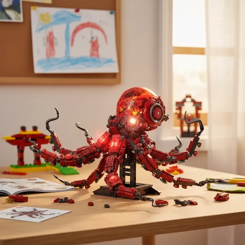 

Mechanical Octopus Building Blocks Construction Set Creative DIY tabletop decorations for Kids Birthday Christmas Gifts 882pcs