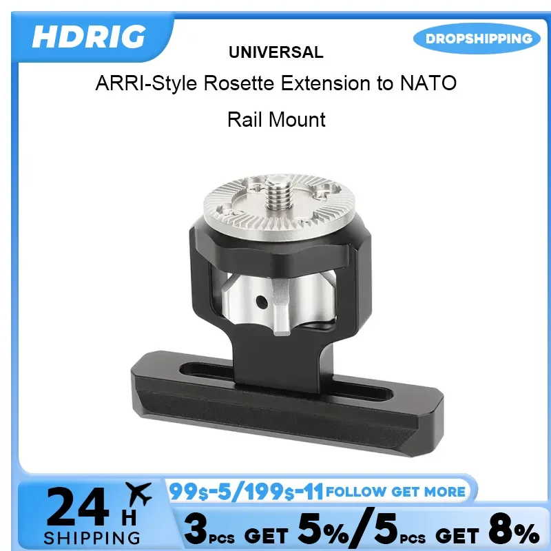 HDRIG ARRI-Style Rosette Extension to  Quick Release NATO Rail Mount For Camera Cage Rig Handgrip Supports NATO-Mount Accessorie