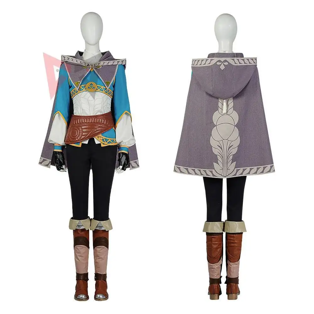 

Princess Zelda Cosplay Costume Kingdom Tears Version Outfits With Cloak Woman Halloween Clothing Set Custom Made