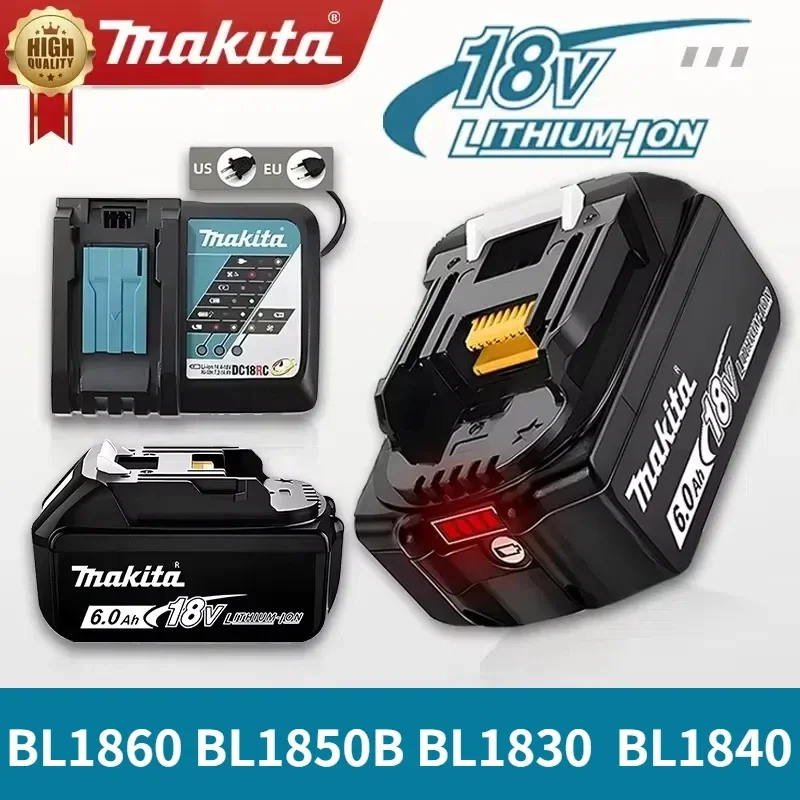 

Makita 18V tools Battery, 18v 6.0Ah Rechargeable battery, Replaceable LED battery BL1830B BL1850B BL1860 BL1815 BL1830 BL1840