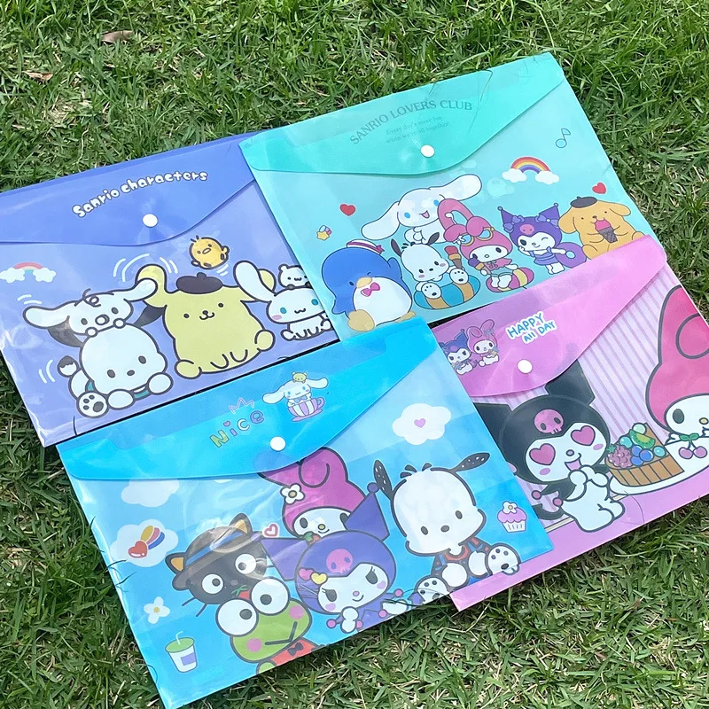 Sanrio nuevo bolso de archivo para estudiantes papelería creativa lindo A4 bolsa con hebilla de dibujos animados carpeta de juego de archivos al por mayor