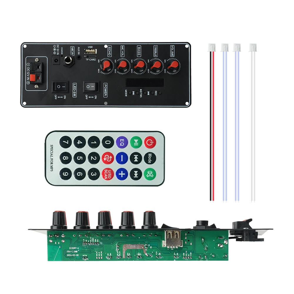 D150BT Audio Decoder Amplifier Board Bluetooth 5.0 Lossless Decoding 2X10W DC12V 7.4V RGB Light IR Remote Control Module