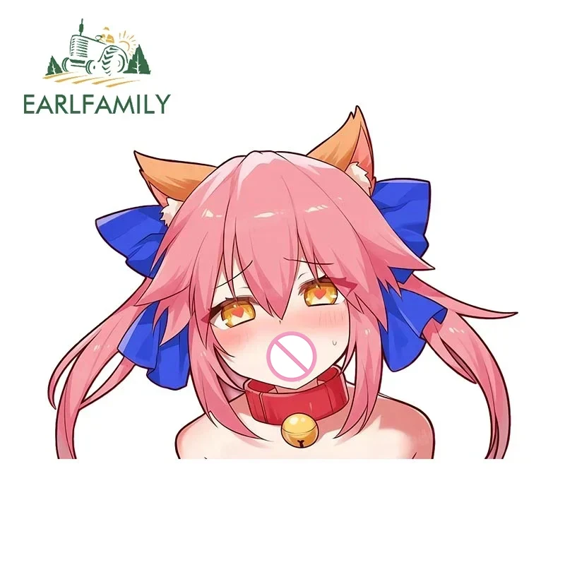 

EARLFAMILY 13cm x 9.8cm for Ahegao Face Hentai Anime Car Sticker Air Conditioner Funny Decal Car Accessories Vinyl Bumper Decor