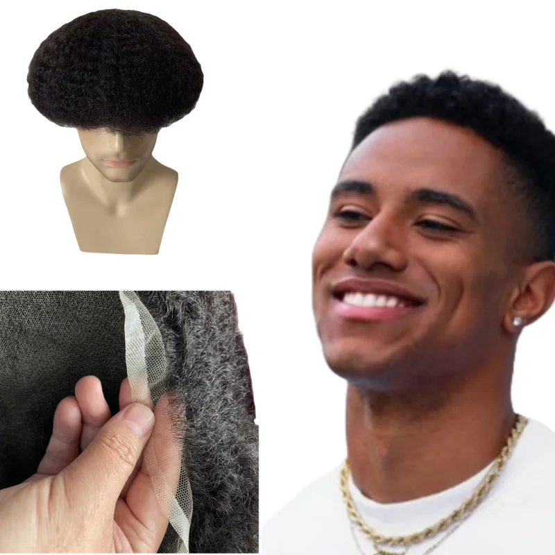 

Brazilian Virgin Human Hair Systems Black Color 1b# 8mm Wave Toupee 8x10 Swiss Lace Unit for Black Men