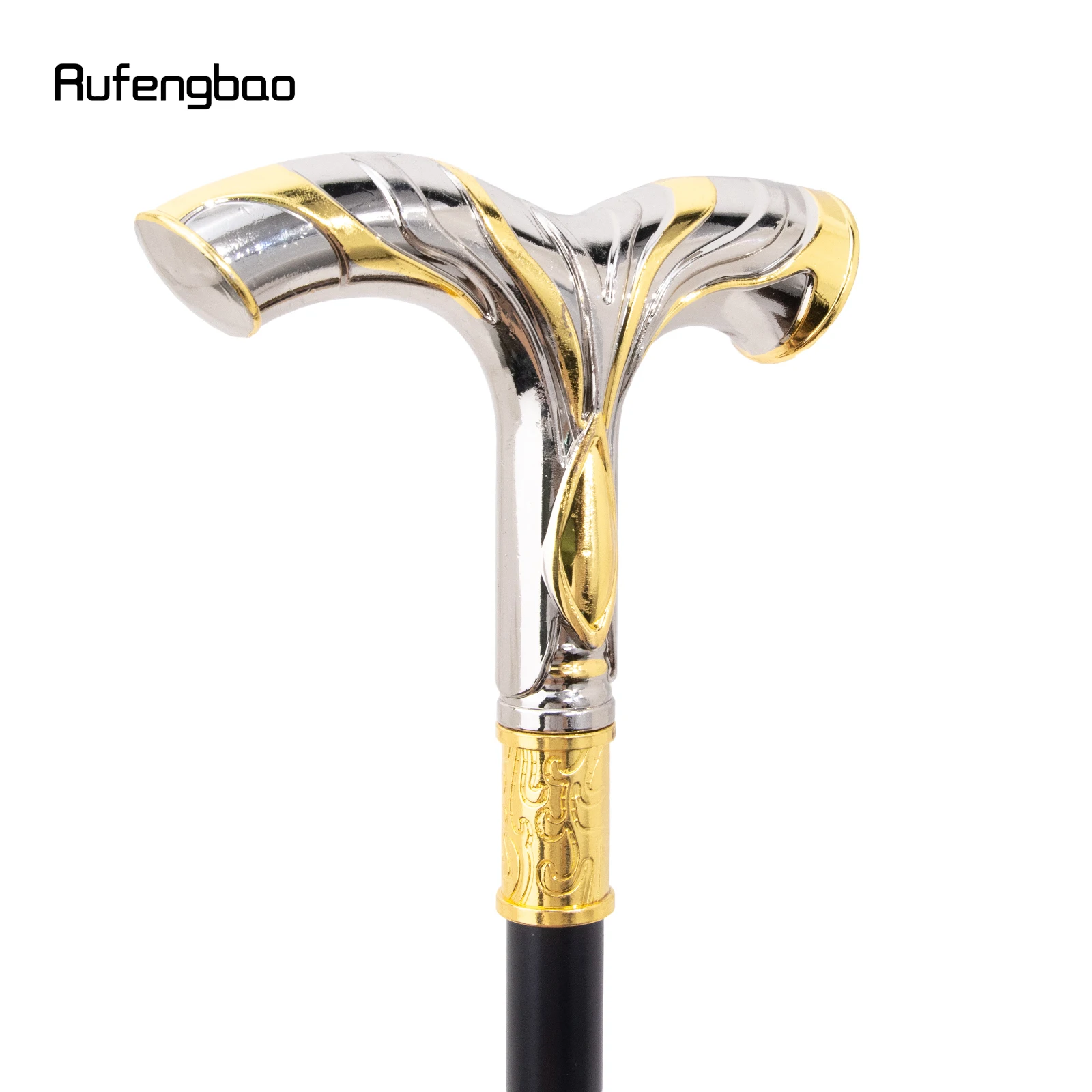 Golden White Flowing Lines eagle Luxury Fashion Cosplay Stick Party Decorative Cane Knob Stick 92cm  Performance Stage Cane view 4