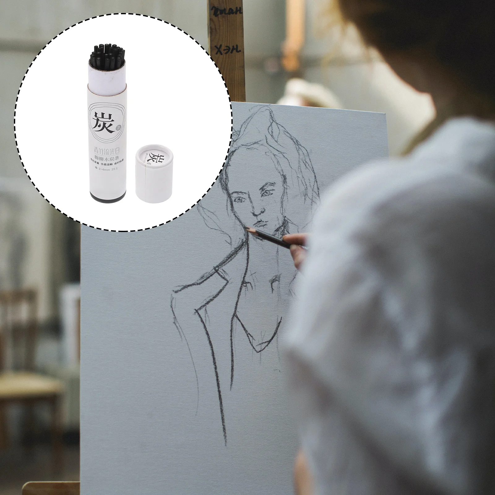 

25pcs Drawing Charcoal Sticks 2-4Mm Sketching Tool For Students Artists Compressed Willow Charcoal Art Supplies Pencils