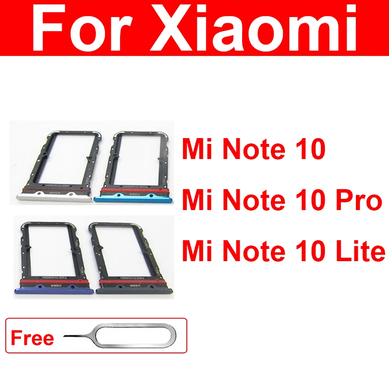 New SIM Card Tray Slot Holder For Xiaomi Mi Note 10 Pro Mi Note 10 Lite   Memory Reader Adapter Replacement Parts + Pin