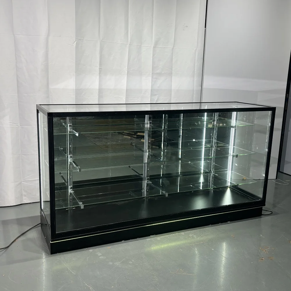 Vitrine en verre à vision complète de 70 po - Noir