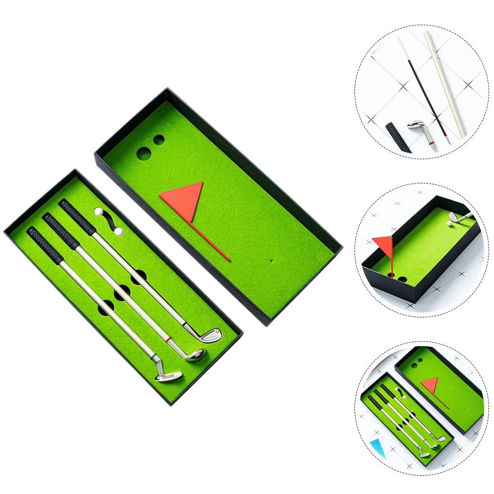 

1Set Golf Clubs Pen Metal Portable Lightweight Golf Accessories Desktop Golfing Game Pen Gift Set Desktop Golfs Pens