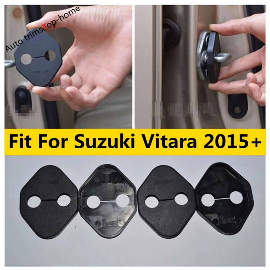 

4Pcs / Set Accessories Fit For Suzuki Vitara 2015 - 2021 Plastic Car Door Lock Protective Cover Kit Trim Interior