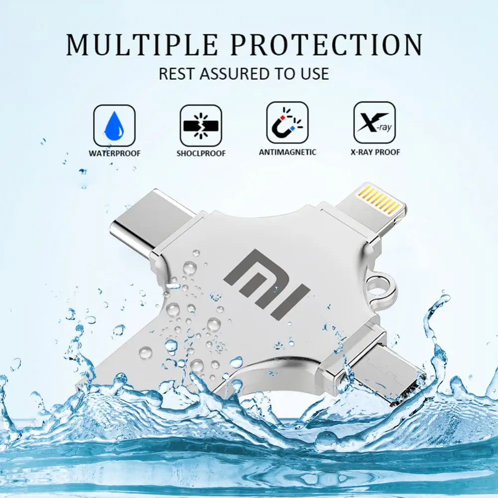 MIJIA Xiaomi 4 in 1 tipe-c OTG USB Flash Drive 2TB 3.0 flashdisk 1TB USB Stick 1TB memori 1TB untuk iPhone Android PC Micro USB