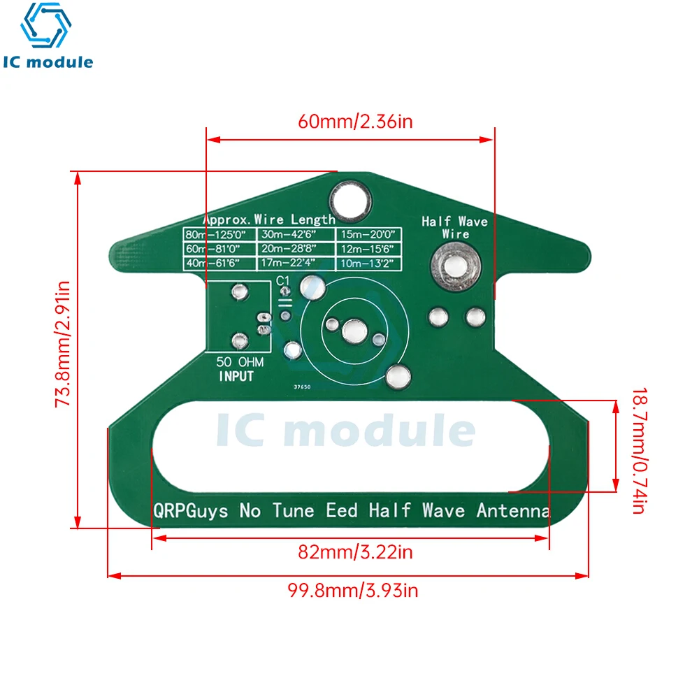 Portable No Tune End Fed Half Wave Antenna Module Single Band 80m-10m End Fed Half Wave Linear Antenna