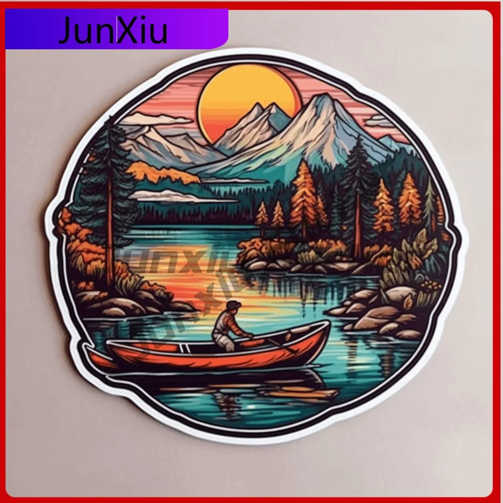

Canoe in the River Sticker Nature Decal for Truck Anime Waterproof Vinyl Car Laptop Window Bumper