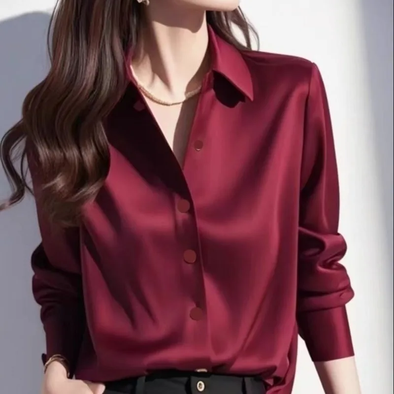 Nouveau Style dames décontracté mode simplicité élégant tendance boutons couleur unie col rabattu femmes chemises à manches longues hauts