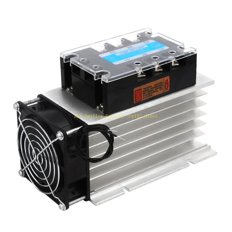 Three-phase solid state relay industrial grade 380V set module 40A high power DC control AC with radiator