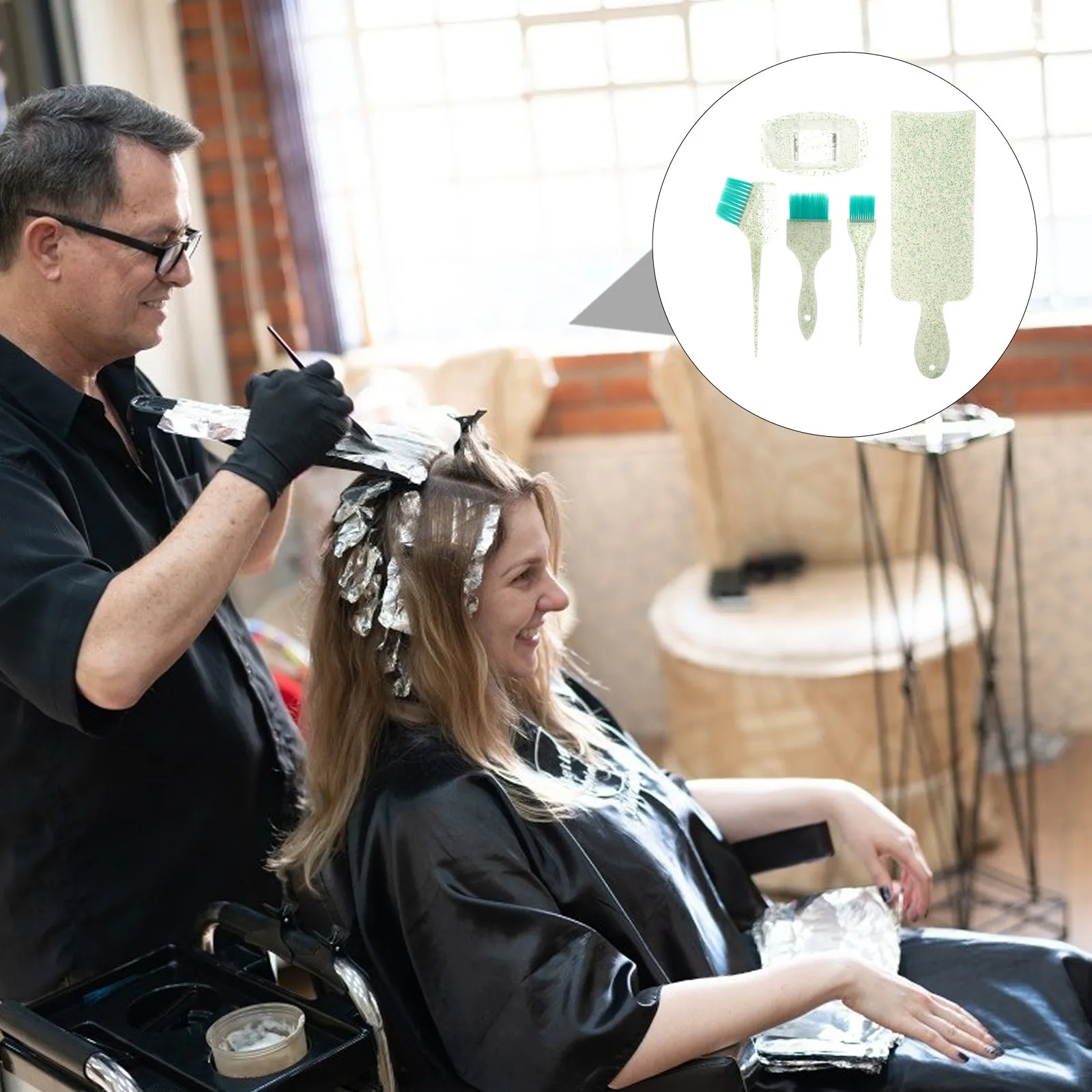 

Набор из 5 предметов: миска и кисть для окрашивания волос, пластиковые, многоразовые, моющиеся, с ручкой, для окрашивания волос в салоне и дома