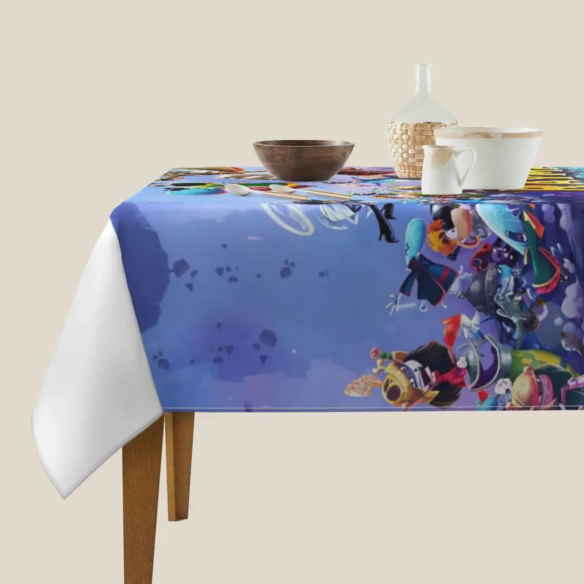 ألعاب كرتونية Rayman Legends مفرش طاولة مربع مقاوم للماء مفرش طاولة مقاوم للزيت لأحداث المطبخ غطاء طاولة الطعام