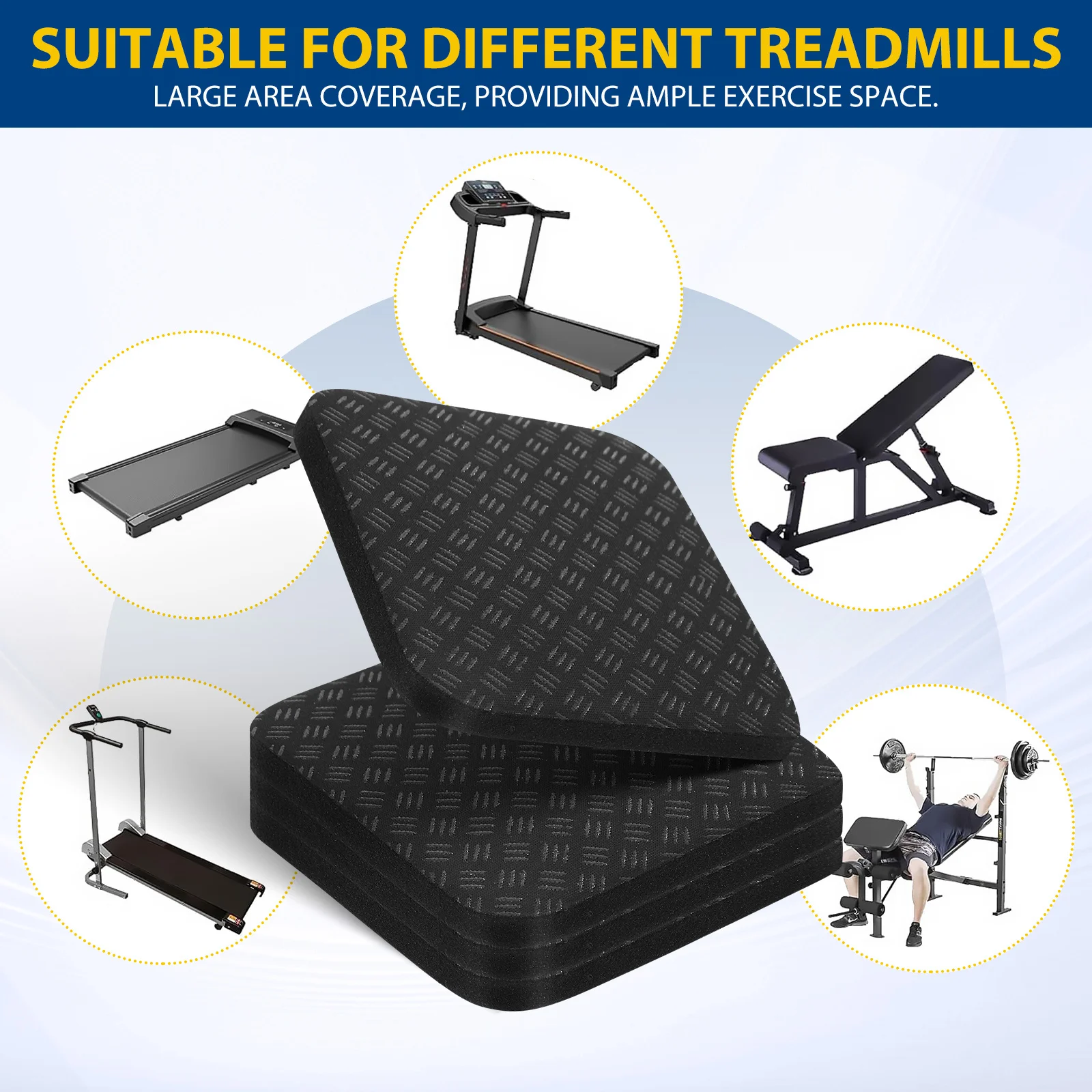 4 Buah Alas Treadmill Anti Selip Anti Getaran Pelindung Lantai Peralatan Olahraga untuk Karpet Kayu Keras Alas Gym