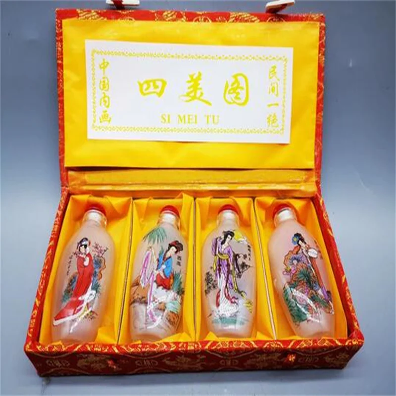 4PCS SELECT CHINESE INNER HAND Painting GLASS The Four Beauties SNUCK BOTTLE