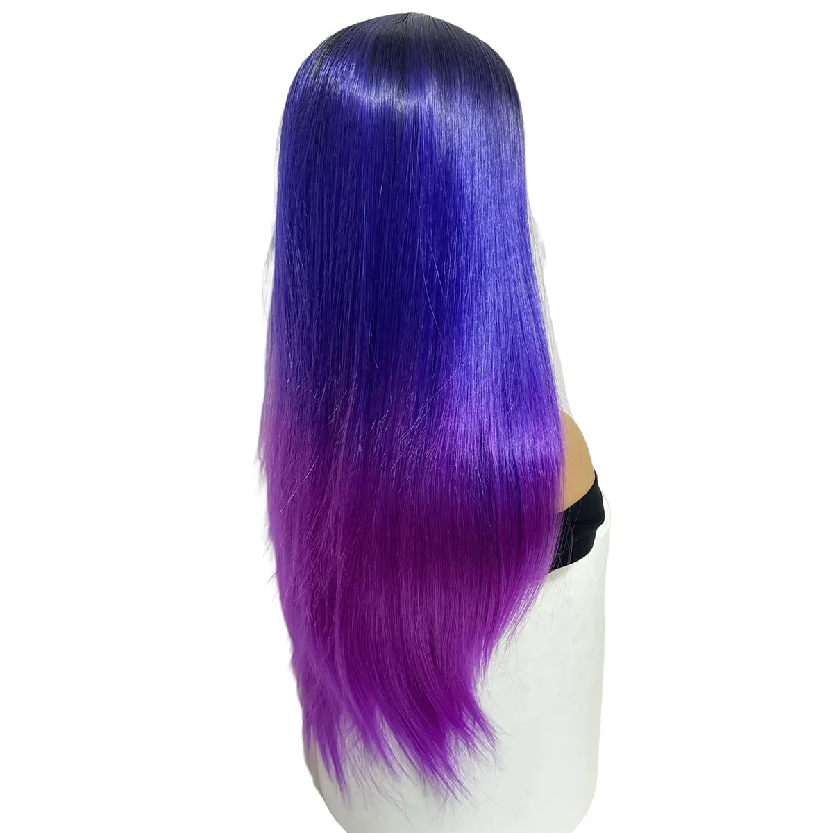 ABGN – perruques synthétiques longues et lisses arc-en-ciel pour femmes, perruque de Cosplay en Fiber résistante à la chaleur, noir, bleu, rouge