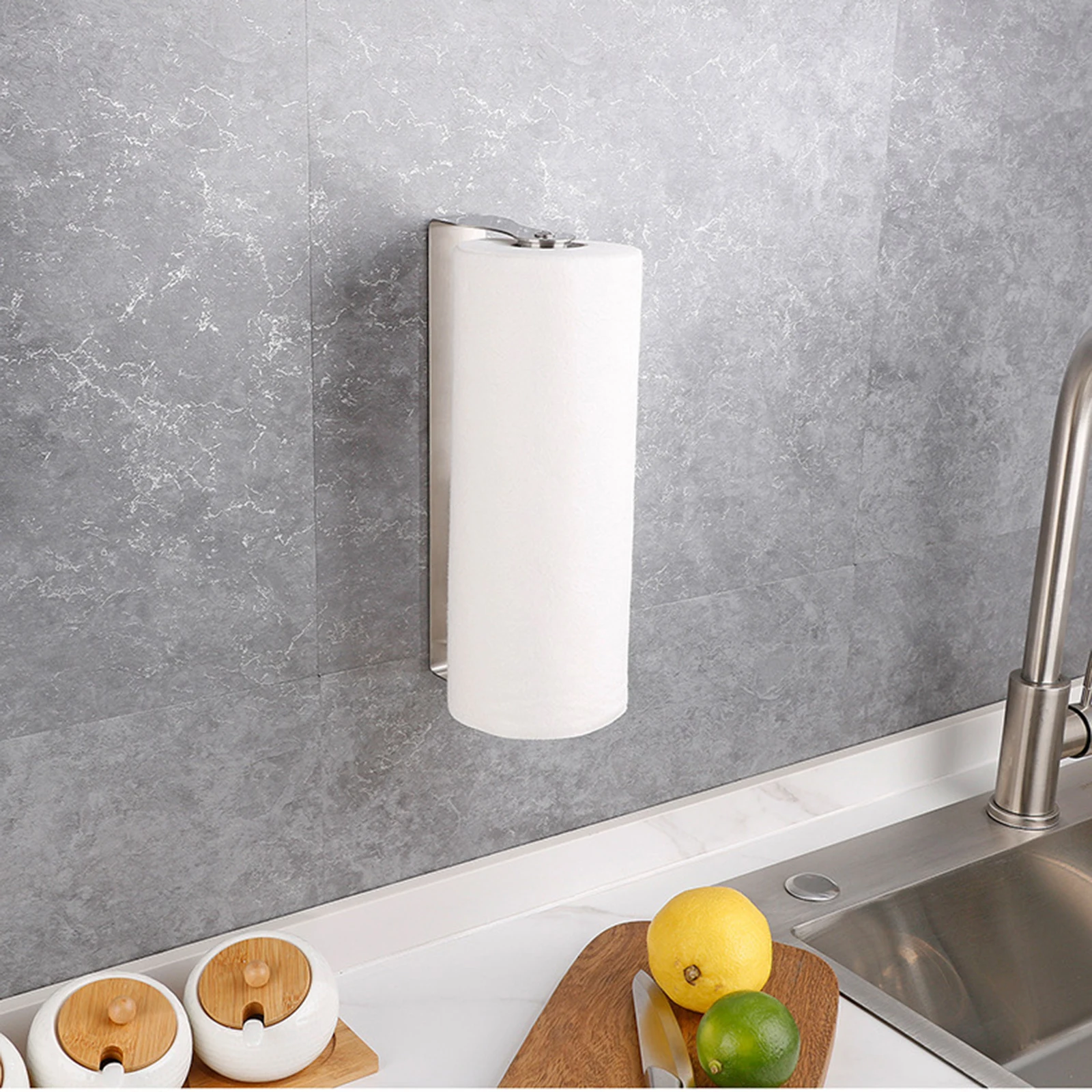 حامل لفائف ورق المطبخ يُثبت على الحائط، حامل تخزين لفة ورق التواليت، ملحقات المطبخ شديدة التحمل