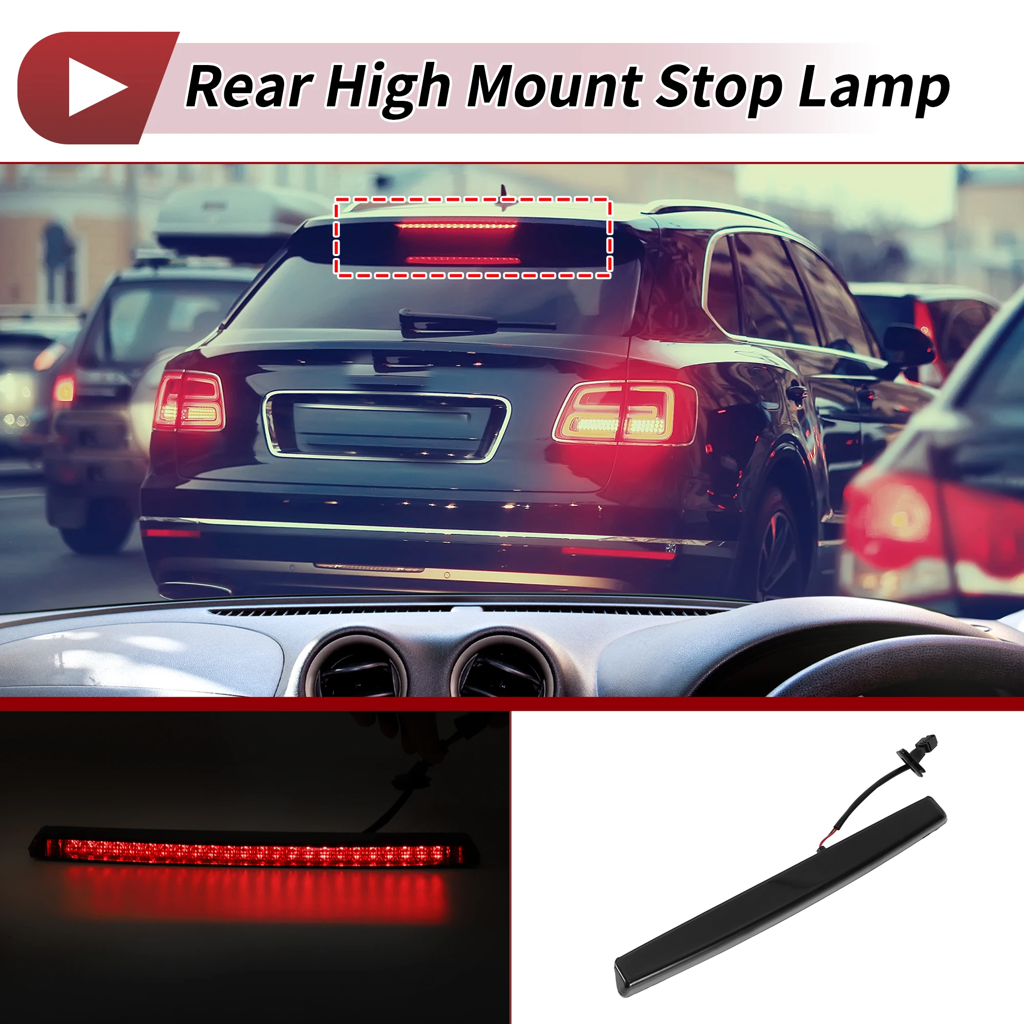 UXCELL Black LED Third Brake Light for VW Golf Mk5/GTI/R32 2005-2009 No.1K8945087D