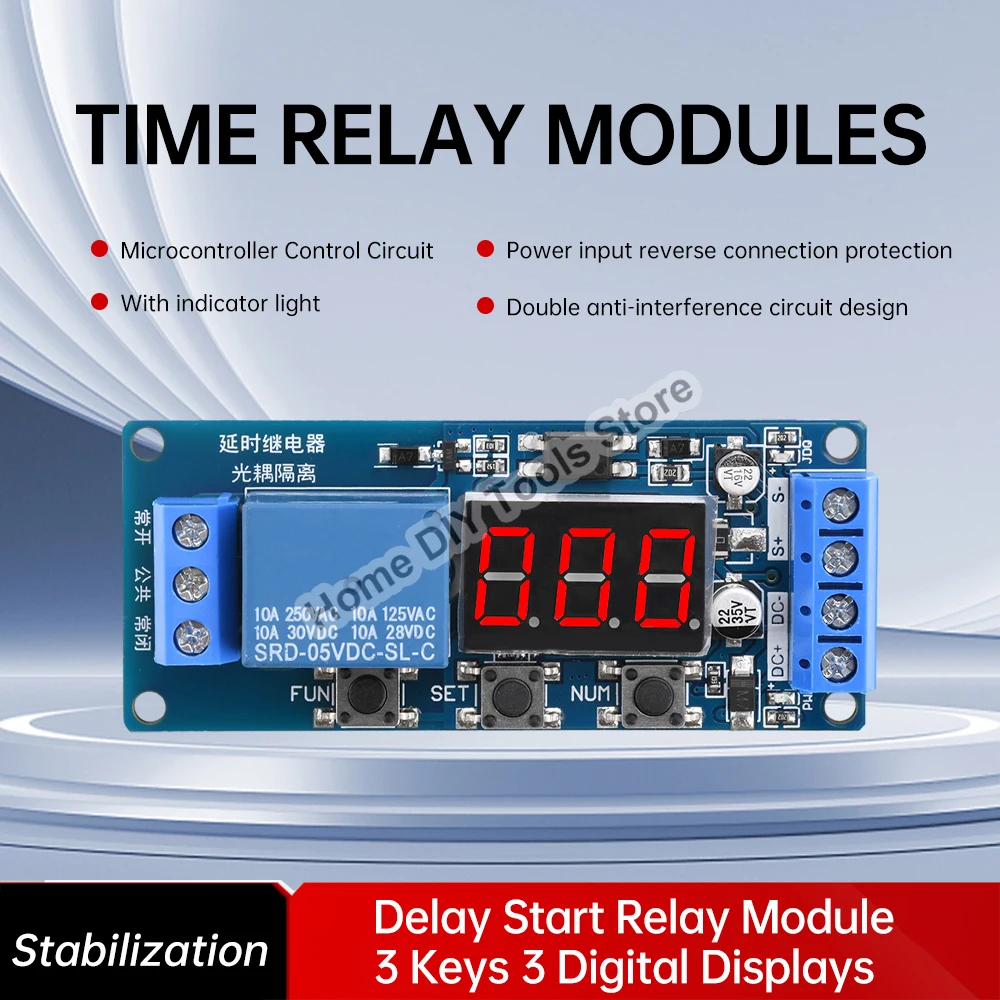 

LED Digital Time Delay Relay 3V 5V 12V 24V Automation Cycle Delay Timer Control Switch Delay Time Relay Module