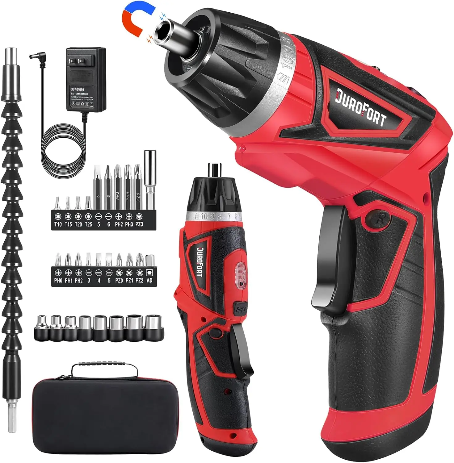 

Cordless Electric Screwdriver Set, 8V 10Nm Rechargeable Power Electric Drill, Battery Screw Gun with Driver Bit, 320RPM/10+1
