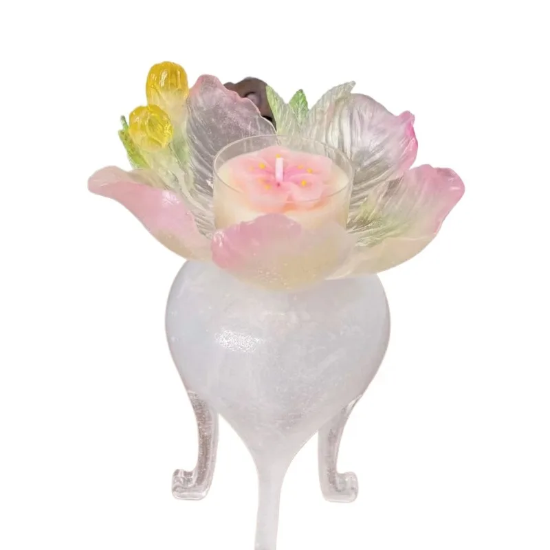 Ancient glazed twelve flower god high foot candlestick gradually change glazed tabletop ornaments merchandise gifts
