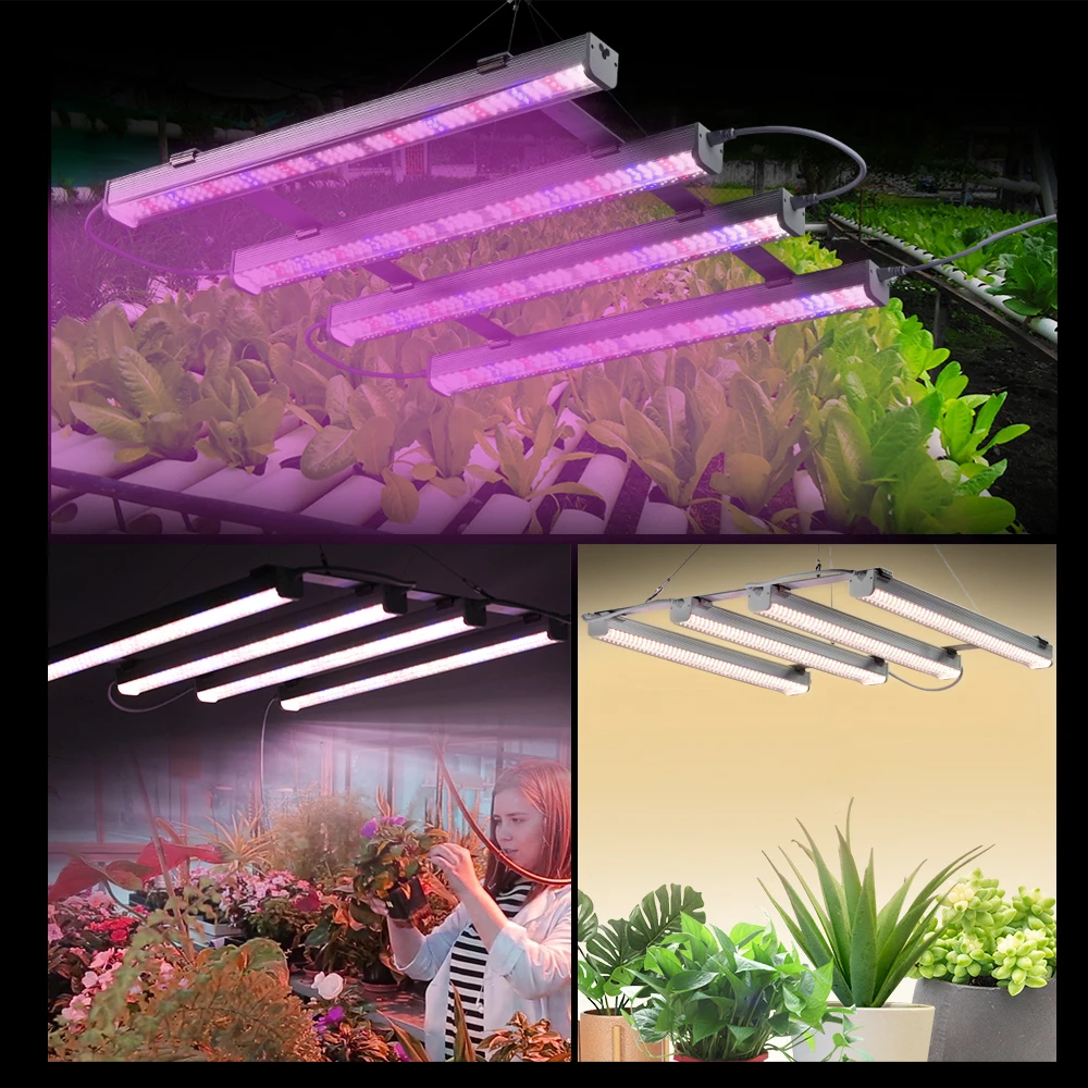 4pcs LED Grow Light 100-265V 53cm Full Spectrum LED Bar Light IP65 Waterproof Phytolamp For Plants Greenhouse Tent Plant Light