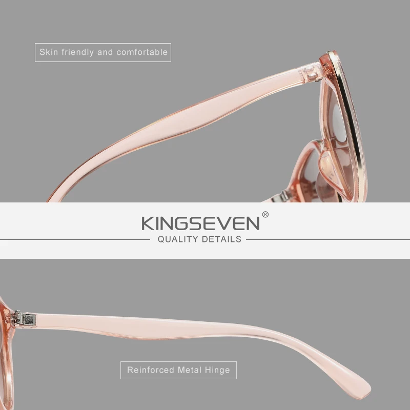 KINGSEVEN Trendige Damen-Sonnenbrille Luxuriöse Blendschutz-Fahrbrille Retro UV400 Modische Brille Damen Casual Cat-Eye-Brillengestelle – Detail 2