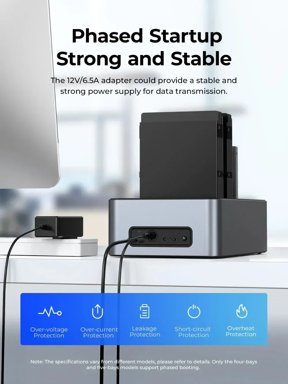 ORICO 2,5/3,5-inch dockstation voor harde schijf aluminium SATA naar Type-C 5Gbps met offline kloonfunctie voor 2,5/3,5 inch HDD/SSD-box