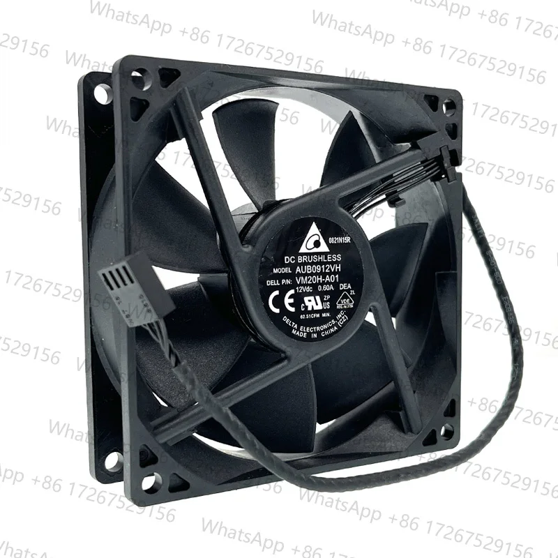 New 90mm PWM Fan  for Delta AFB0912VH = AUB0912VH 90*90*25MM 9225 DC 12V 0.60A 4-pin for Computer CPU Server Inverter