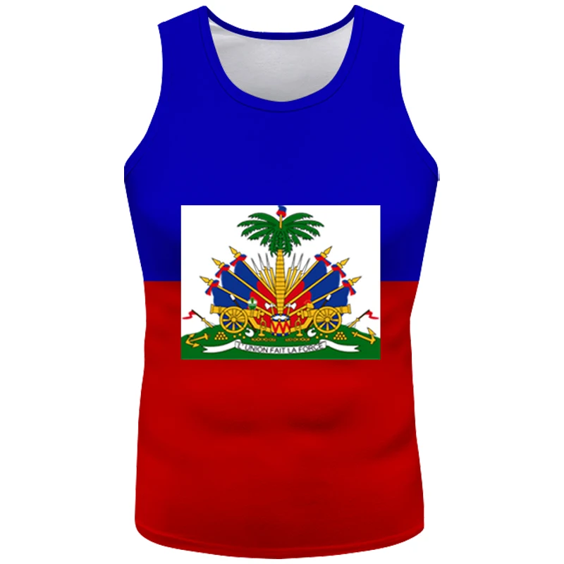 Haiti Male Youth Vest Free Custom Name Hti Tank Top Nation Flag Country Ht French Haitian College Print Photo Sleeveless T-Shirt