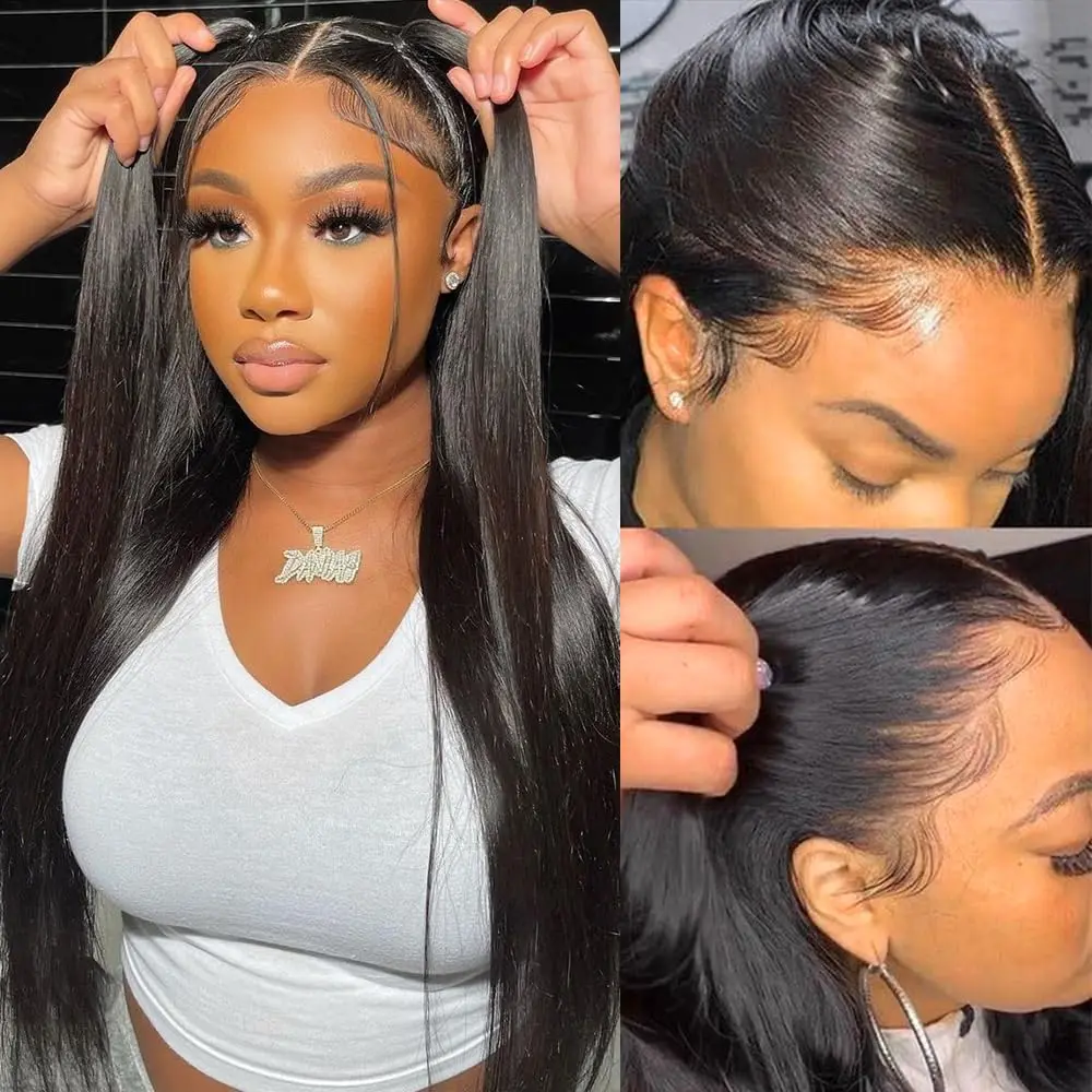 

180 Density Brazilian 30 38 Inch Bone Straight 13x4 Lace Front Human Hair Wigs 13x6 HD Transparent Lace Frontal Wig For Women