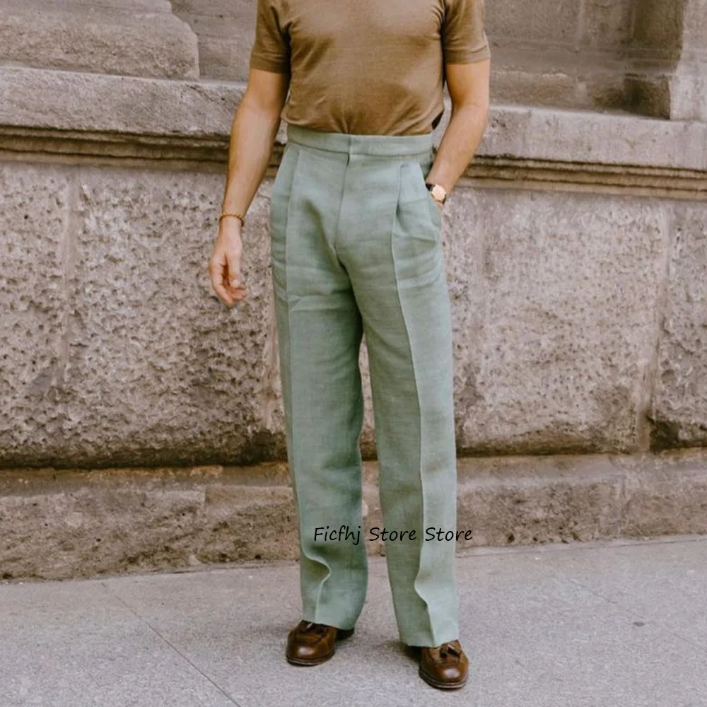 

Casual Pants for Man Linen Fabric Men's Tailoring Pants Straight Leg Comfortable Lightweight Trousers Work Trouser Classic