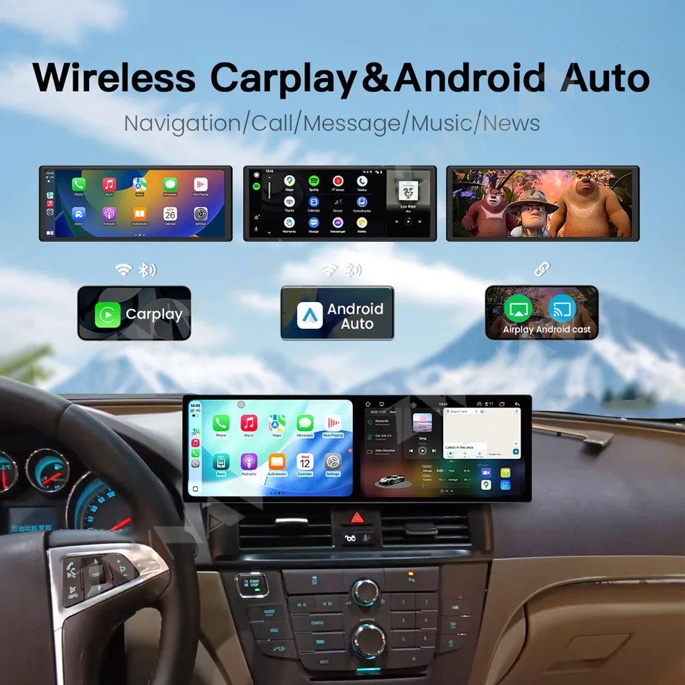 Android 15 Dual 9.1 Inch Screen For Buick Regal 2009-2013 Car Multimedia Player Car Gps Navi Radio Wireless Carplay Android Auto