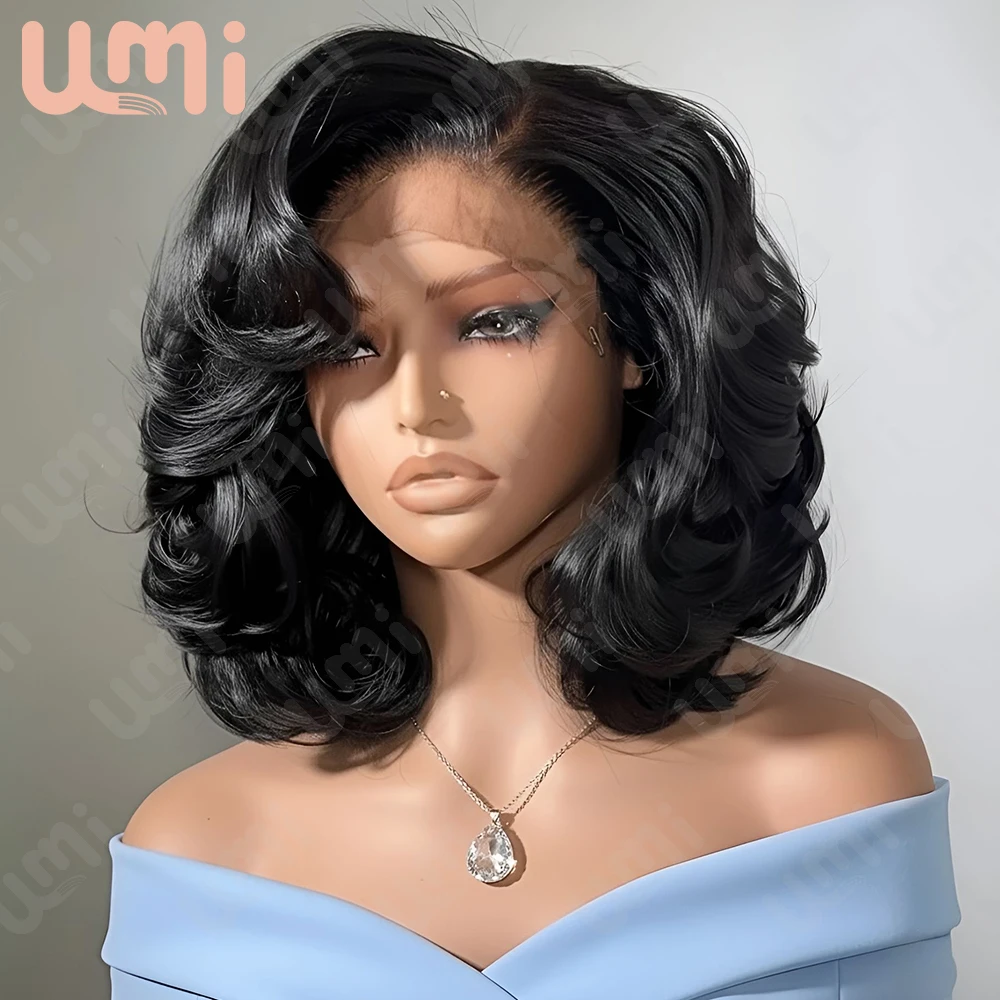 

Umi 230% плотность Объемная волна HD Парик фронтальной части шнурка Короткий парик Боб Человеческие волосы Бесклеевые человеческие волосы Волнистые 13x4 Прозрачный парик фронта шнурка