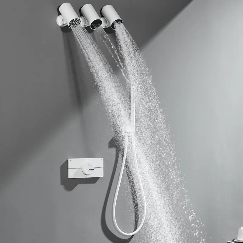 Luxury Brass Concealed Shower Set Multi Function Rain Shower Head Bathroom Fixture
