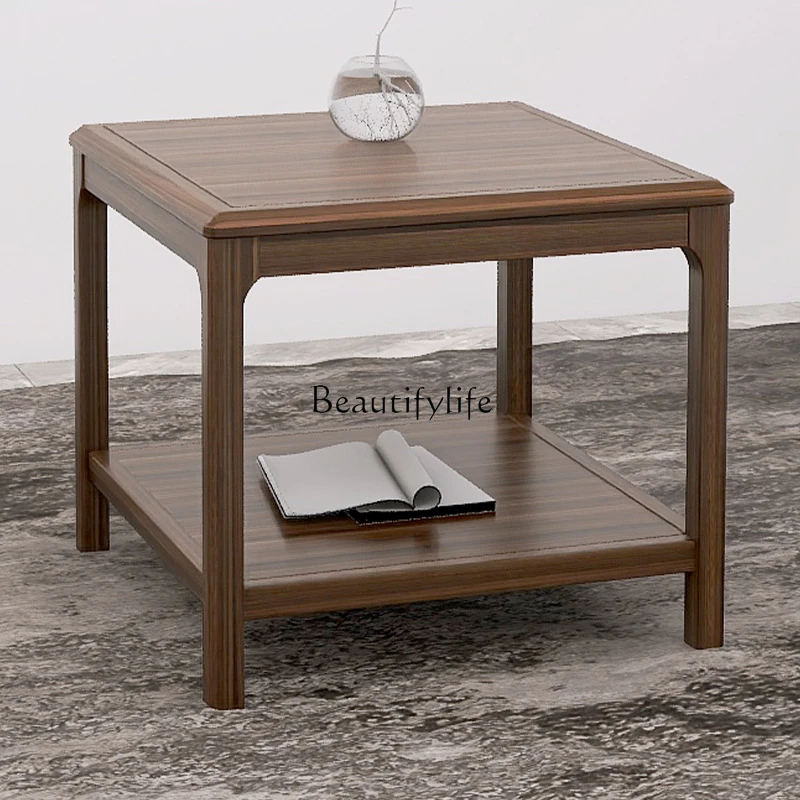 

Modern simple all-solid wood living room household small apartment walnut square small tea table