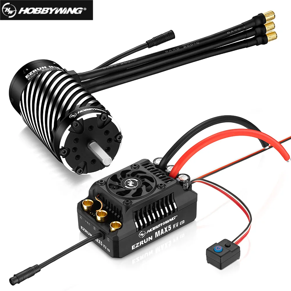 

Hobbywing EZRUN Max5 HV G2 250A 6-12s Brushless Sensored ESC EzRun 56118SD G2 650KV 800KV 1100KV Motor For 1/5 Buggy Car