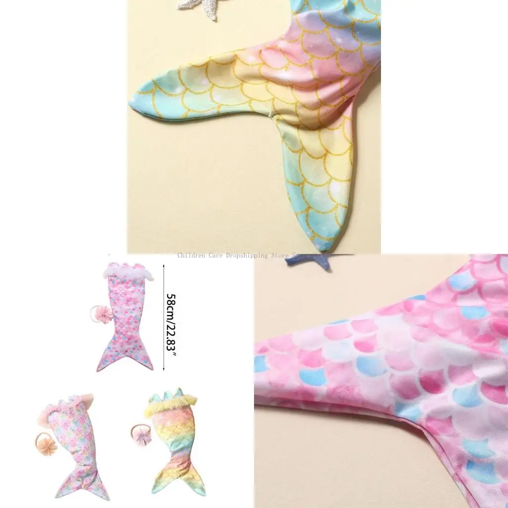 

Photoshooting Props for Baby Shower Gift Newborn Costume Flower Headband & Mermaids Romper Photography Clothing 2PCS