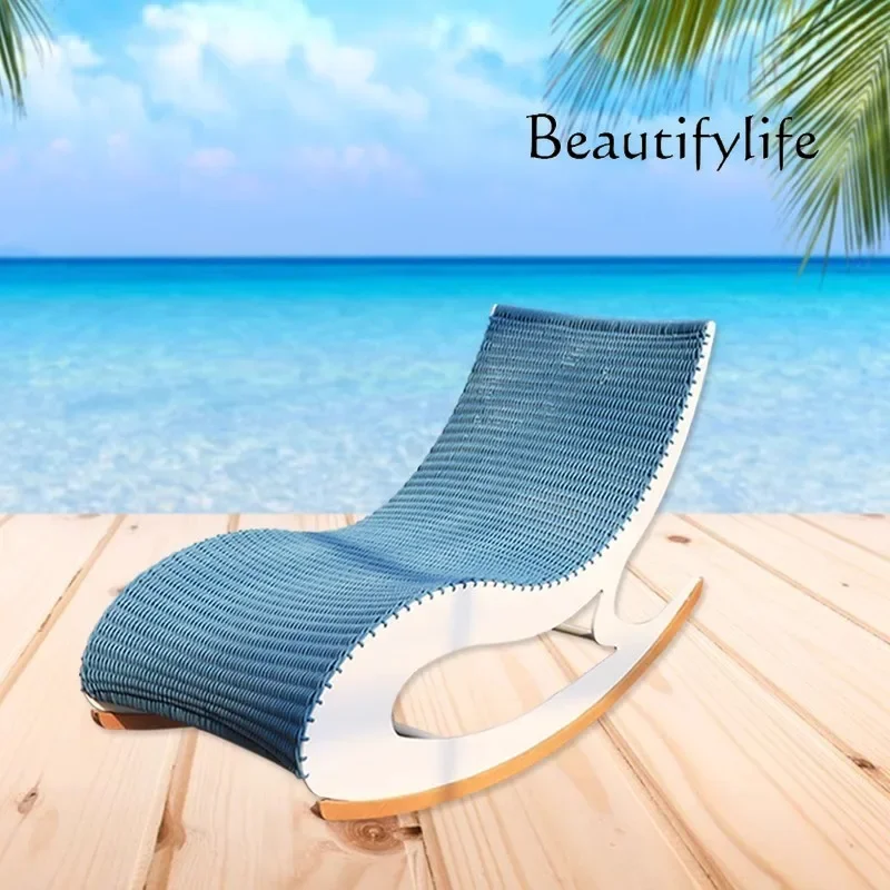 

Outdoor rattan deck chair villa courtyard outdoor waterproof and sun protection open-air balcony hotel leisure bed