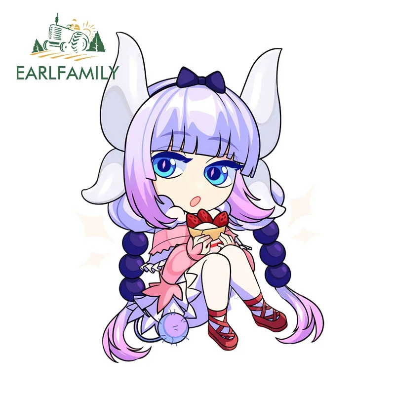 EARLFAMILY 13cm for Dragon Maid Chibi Kawaii Car Stickers Fashionable Sunscreen Decals Windshield Laptop Decor Car Label Vinyl