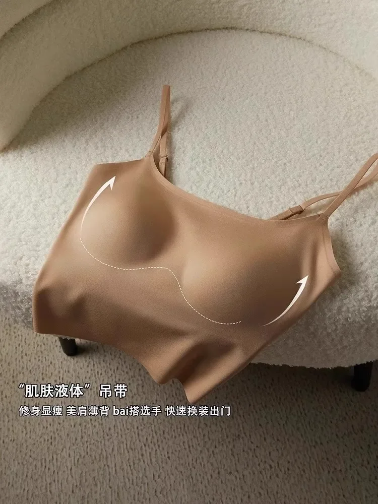 Autumn Winter MOYISU Seamless Bra: Invisible Lined Camisole Anti-Peep Undershirt Strap Sexy  Support Cozy Layering UK Essential image 4