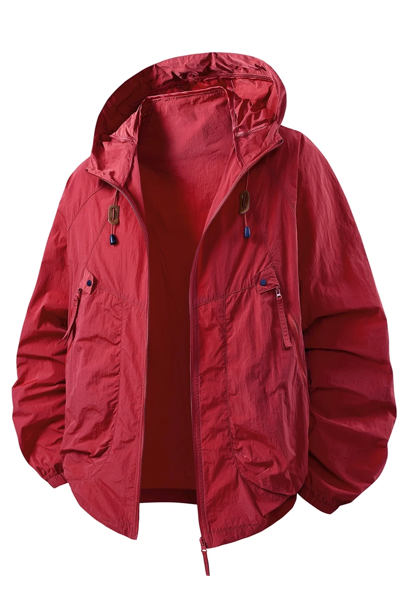 

Plus Size Women's Summer Lightweight Jacket with Drawstring Hood Zipper Pockets for Cycling Sports Fashion Casual Outerwear